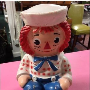 Vintage Raggedy Andy Plastic Bank Retro Nursery